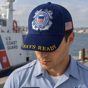 US Coast Guard USCG Always Ready Embroidered Military Baseball Cap Blue Hat